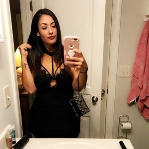 Black lace cutout dress